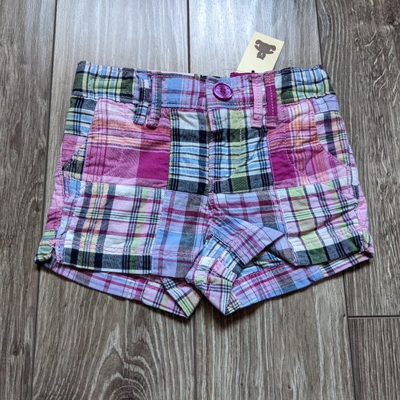 [KIDS 2/$40] NWT Baby Girl (12-18M) - GAP Madras Patchwork Shorts - Picture 1 of 5